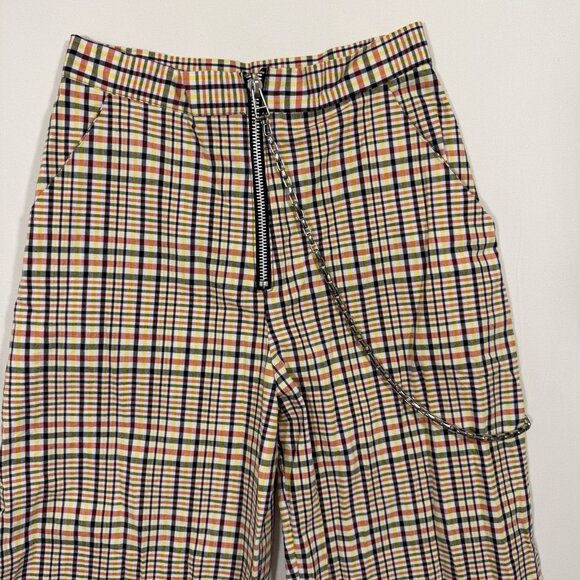 The Ragged Priest High Rise Checked Wide Pants S Chain Punk Grunge Streetwear UK - Picture 4 of 14